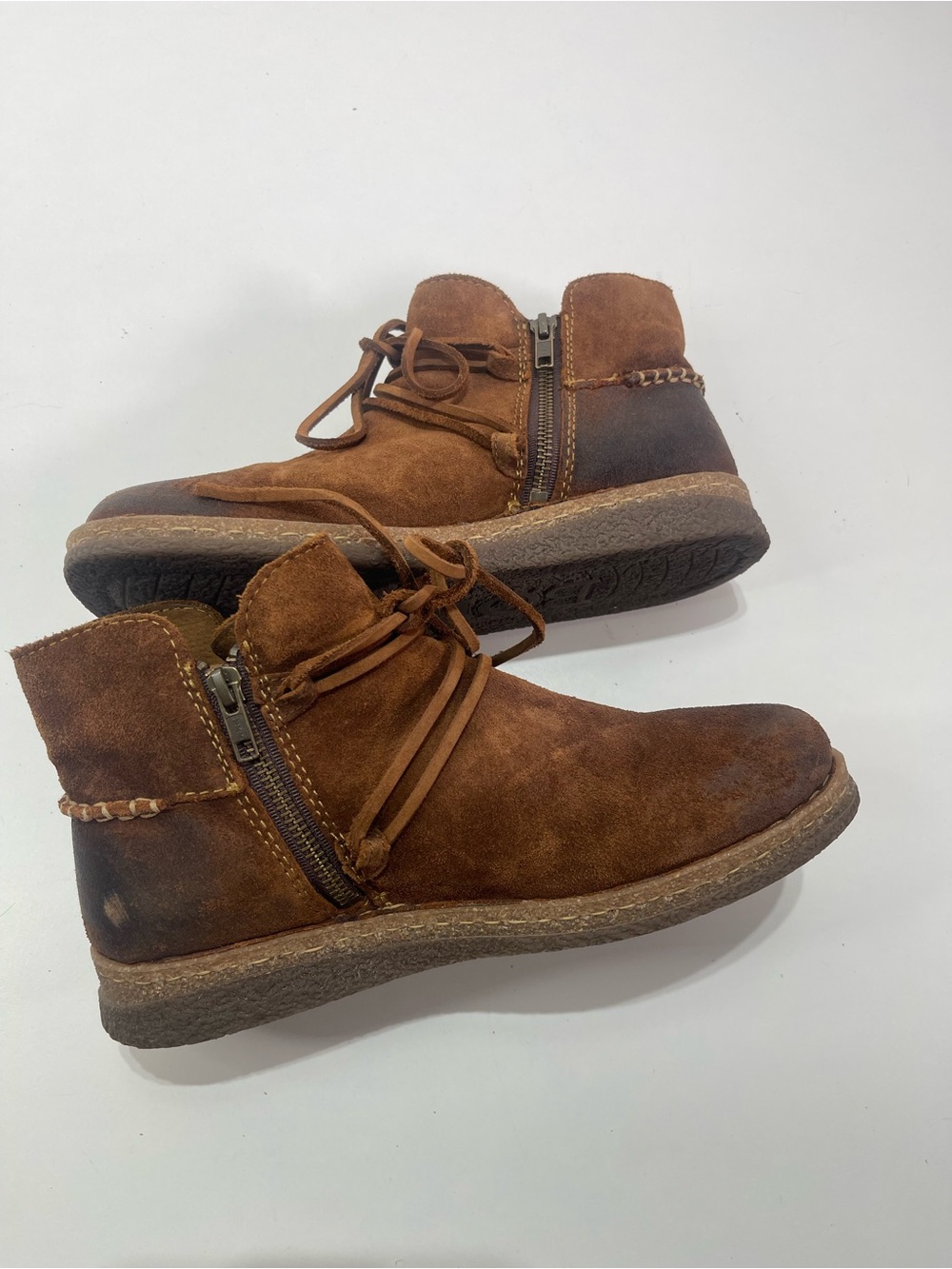 Born Calyn Leather Ankle Boots Brown Ginger Distressed Women's 9 M Boho Earthy - Picture 9 of 9